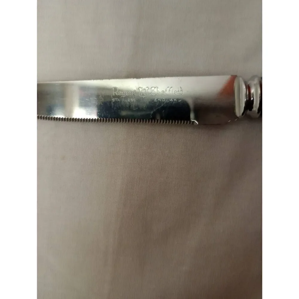 Regency Sheffield England porcelain, prill, blue onion cheese knife